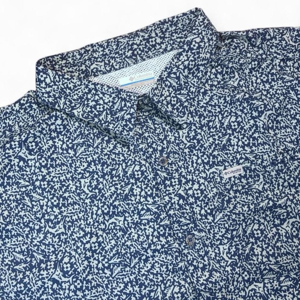 Columbia PFG Omni-Shade Shirt Blue Vented Fishing Outdoor Short Sleeve Men's XXL